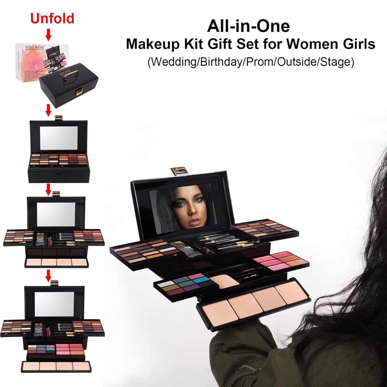 58 Color Professional Makeup Kit Gift Set for Women & Girls Beginners Eyeshadow Blush Lipstick - Image 6