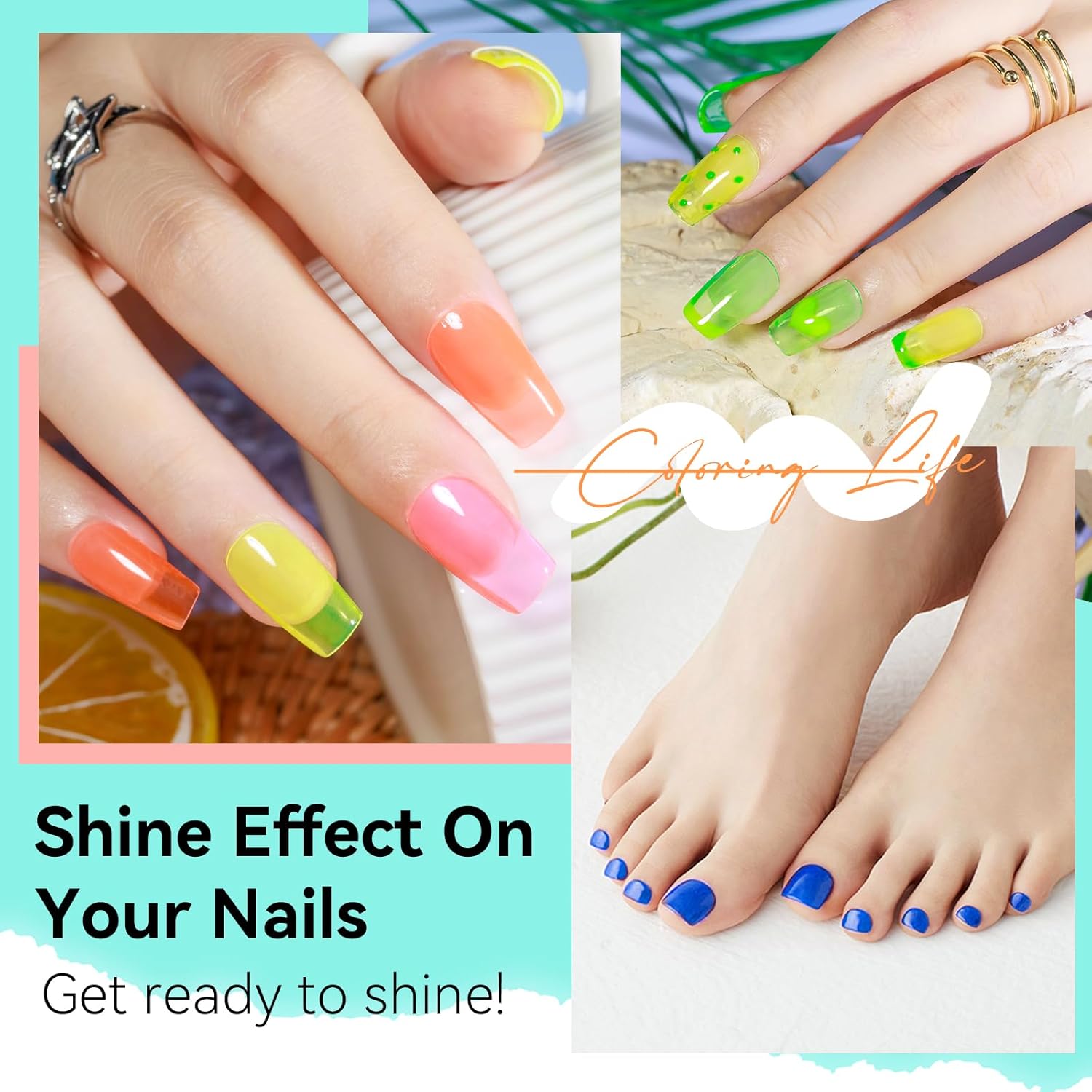 MIZHSE Quick Dry Neon Nail Polish Set for Women 5 Vibrant Colors - Image 4