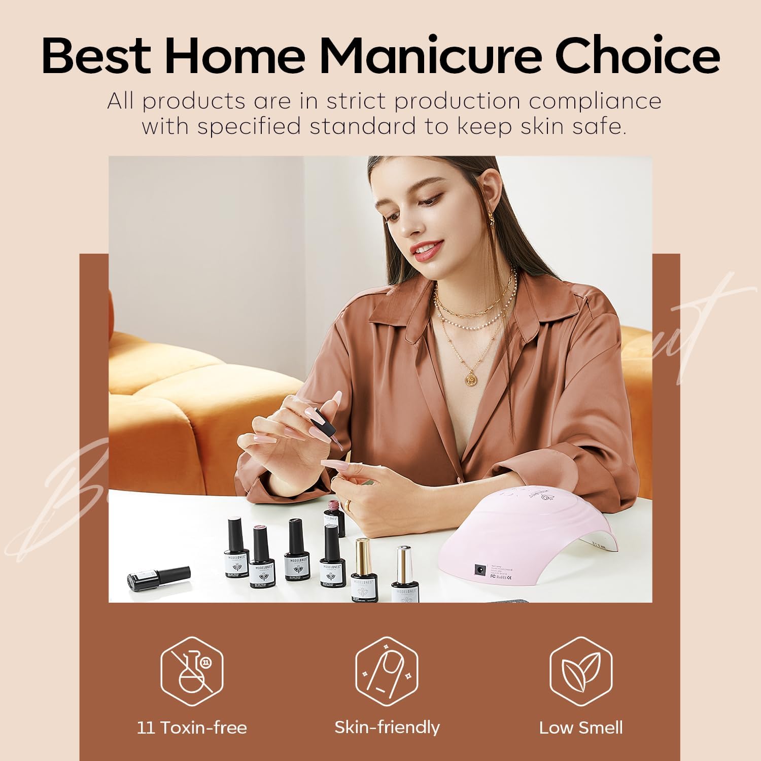 Modelones Nude Gel Nail Polish Set 6 Colors Skin Tones Soak Off Kit - Image 7