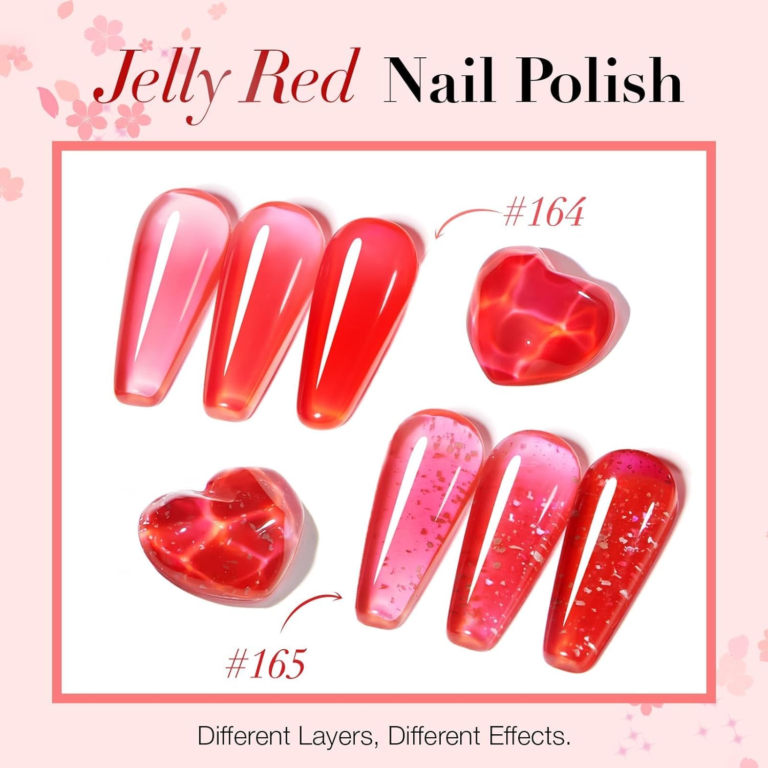 AZUREBEAUTY Red Jelly Nail Polish with Gold Foil Glitter, 0.34oz Quick Dry DIY Kit for Women - Image 8