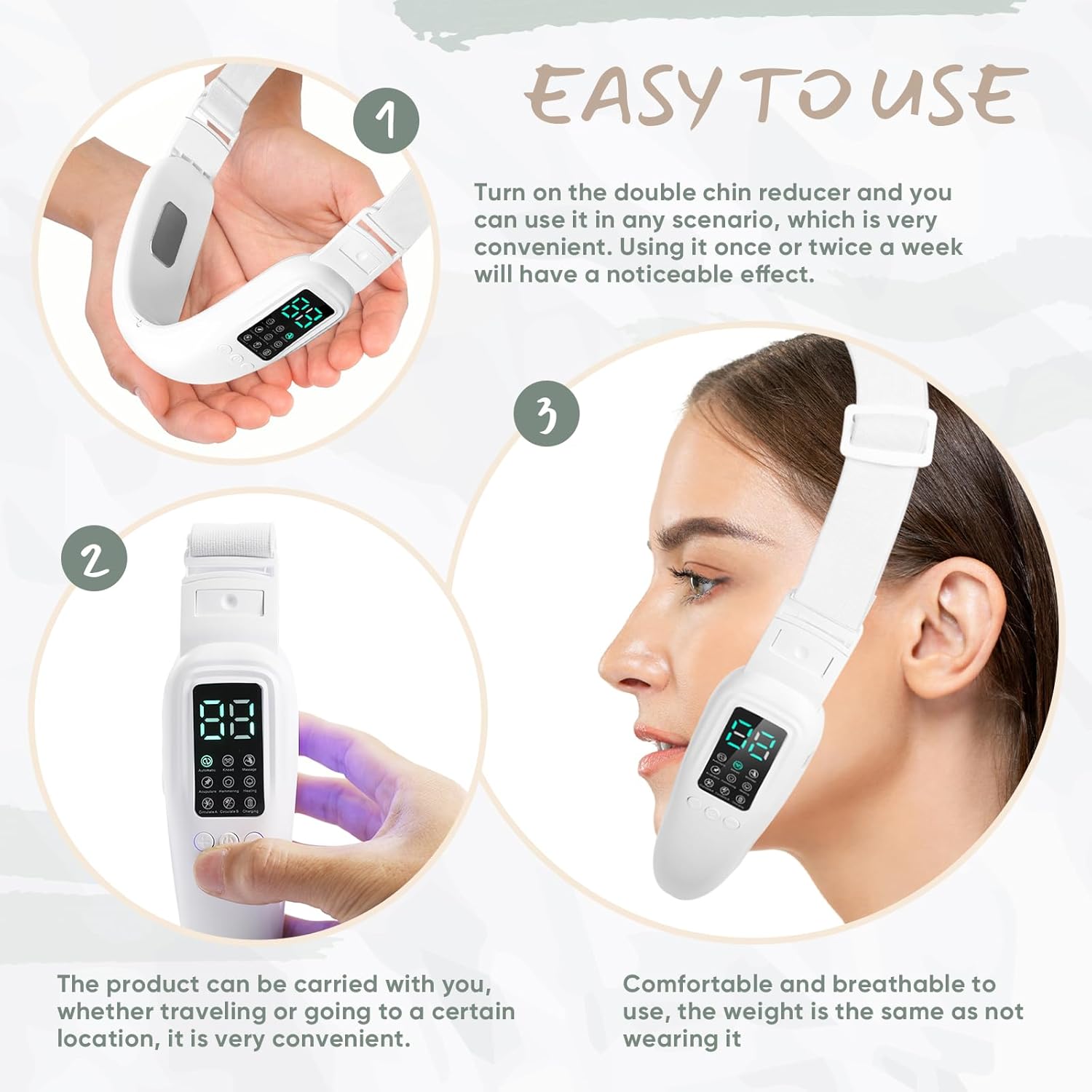 V-Face Electric Double Chin Device with 8 Modes, 15 Intensity Levels for Contouring - Image 6