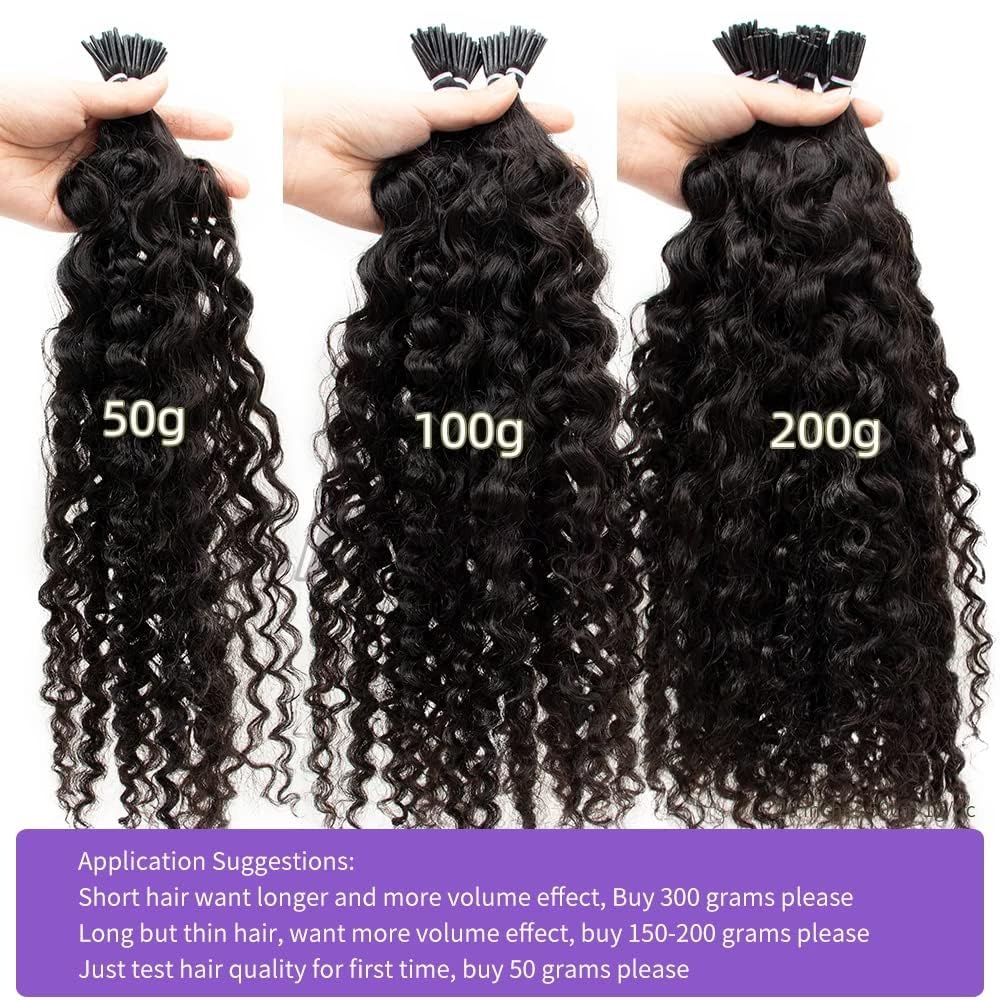 14 Inch 3C Kinky Curly I Tip Human Hair Extensions 100 Strands 50g - Image 3