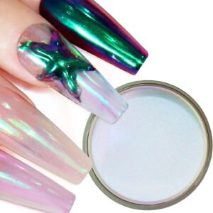 Allstarry Unicorn Chrome Nail Powder, Aurora Mermaid Iridescent White Pearl Nail Chrome Powder Pigment Glitter Fairy Dust for Nail Art, Manicure, Gel Nail Polish - Dream Purple
