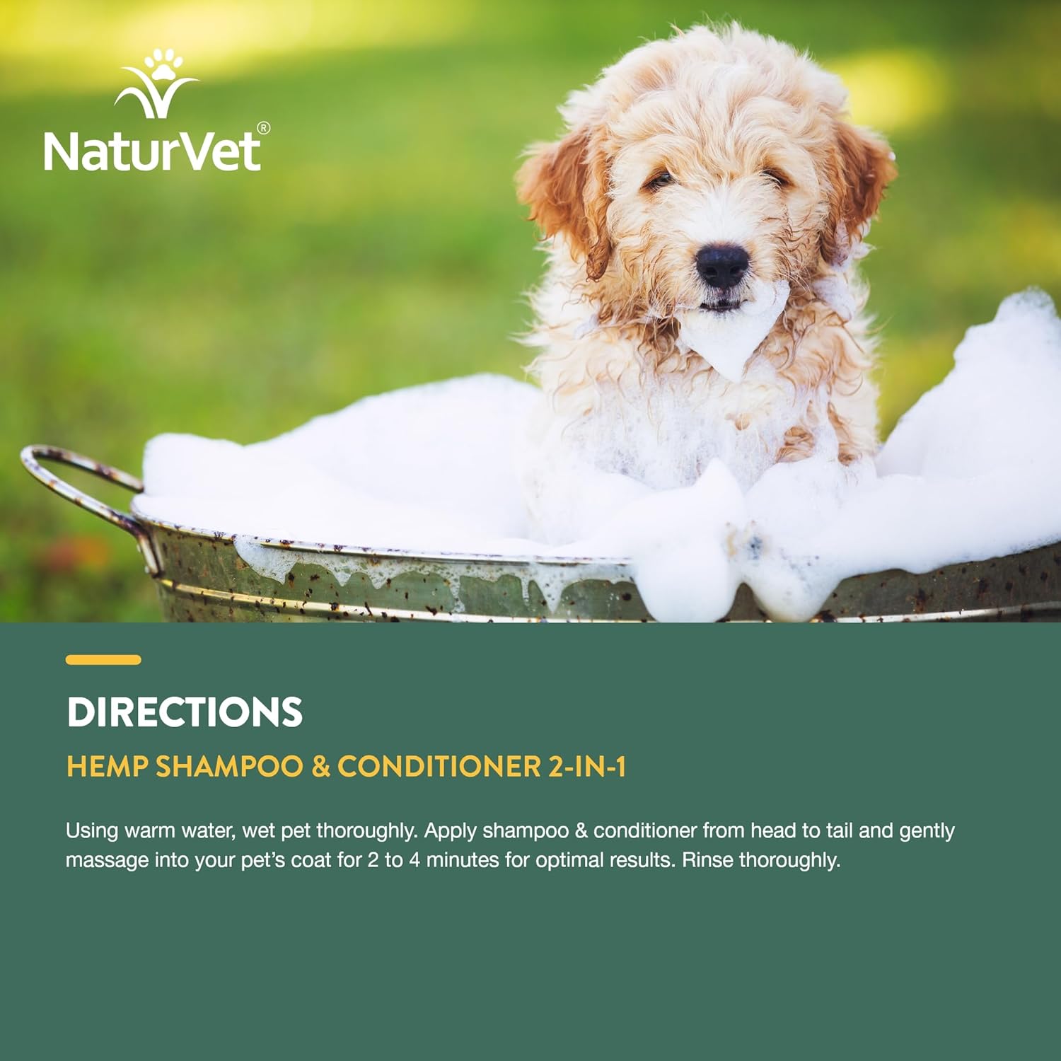 NaturVet 2-in-1 Dog Shampoo Conditioner with Hemp Argan Coconut 16oz - Image 6