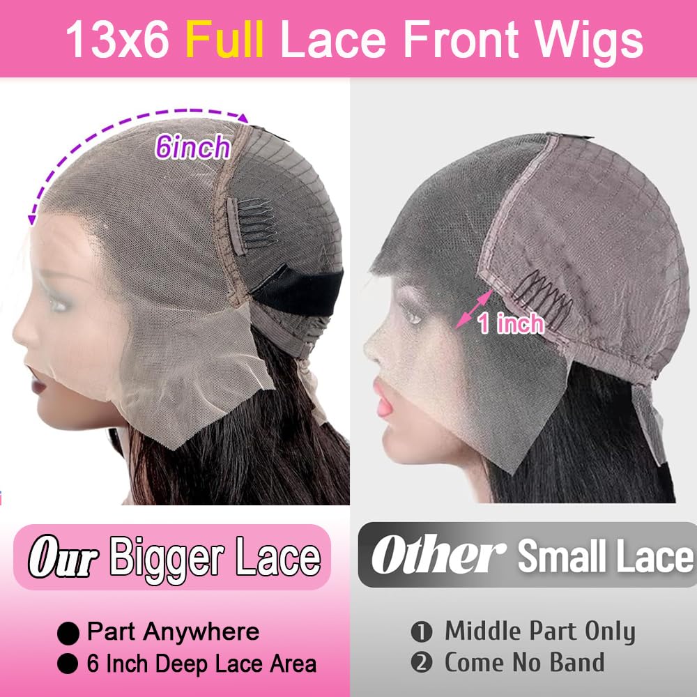 28 Inch 13x6 Body Wave Human Hair Lace Front Wig 180% Density Pre Plucked - Image 5