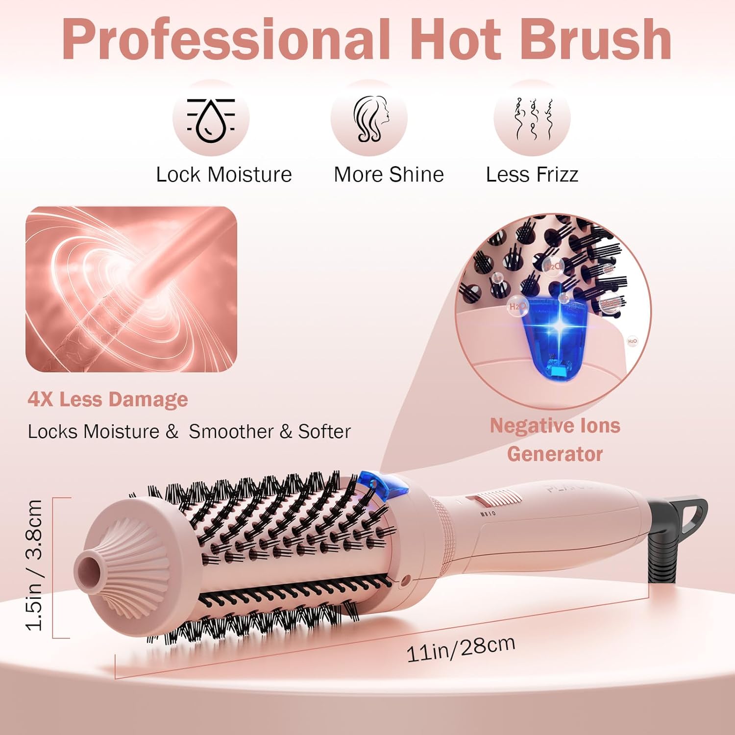 Plavogue 1.5 Inch Dual Voltage Thermal Curler and Round Brush with Travel Adapter and Accessories - Image 3