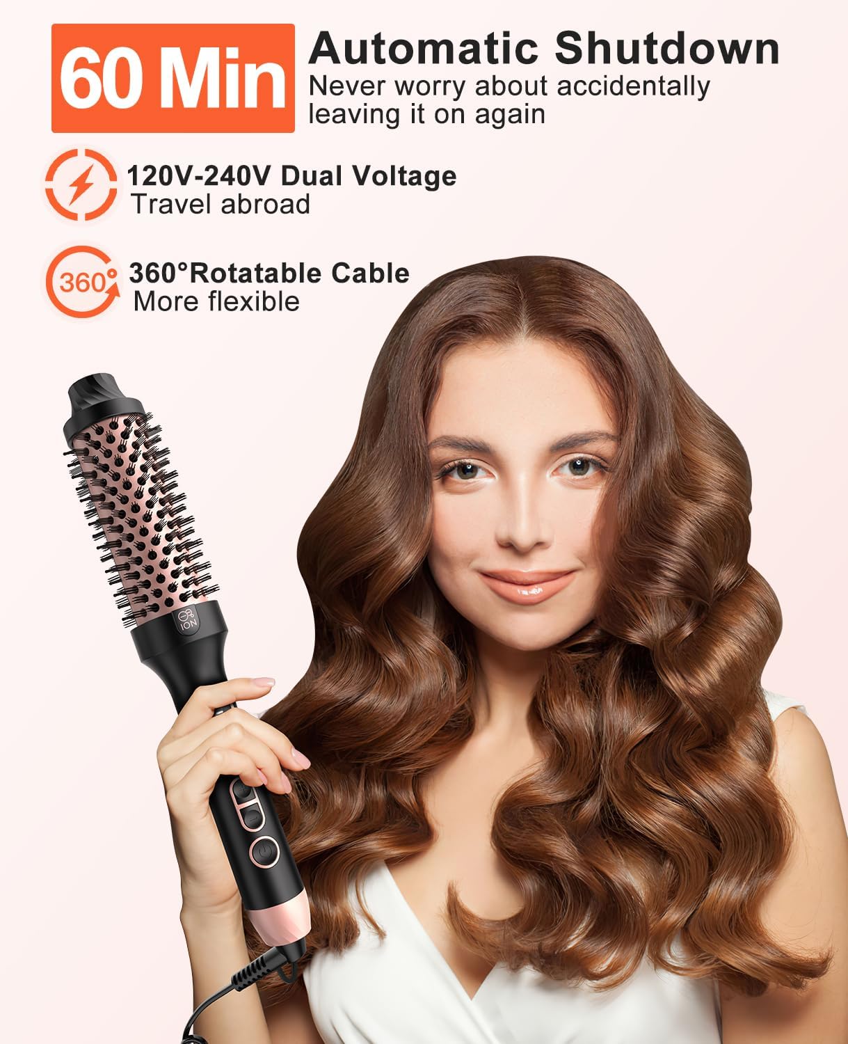 Nimmu 1.5 Inch Thermal Blowout Styling Brush with 10 Temperature Settings and Dual Voltage - Image 7