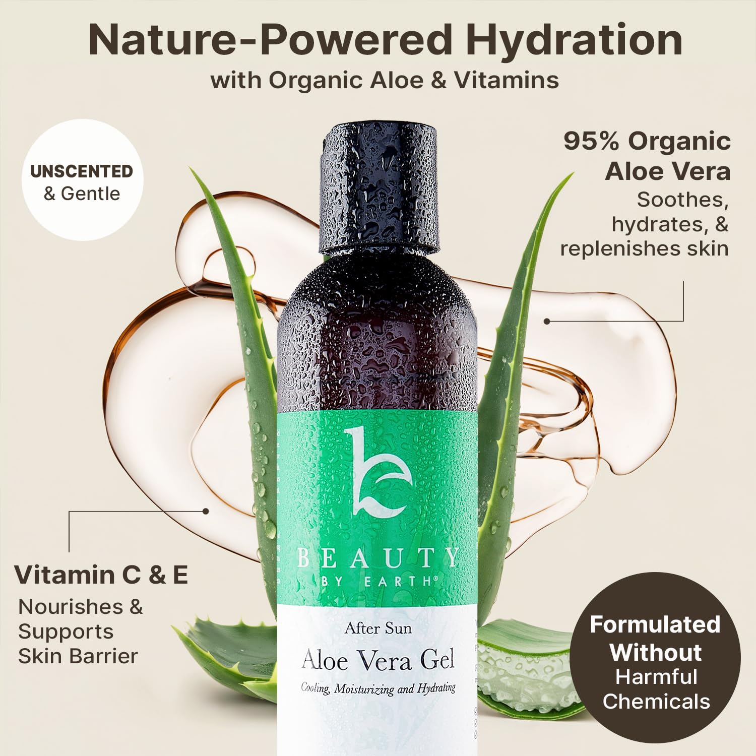 Beauty by Earth 8 oz Organic Aloe Vera Gel for Skin, Hair, and Face Care - Image 5