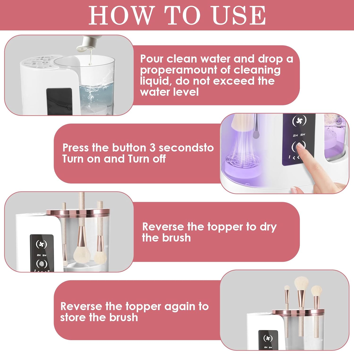 3-in-1 Electric Makeup Brush Cleaner Dryer USB Holder for Home or Travel - Image 6