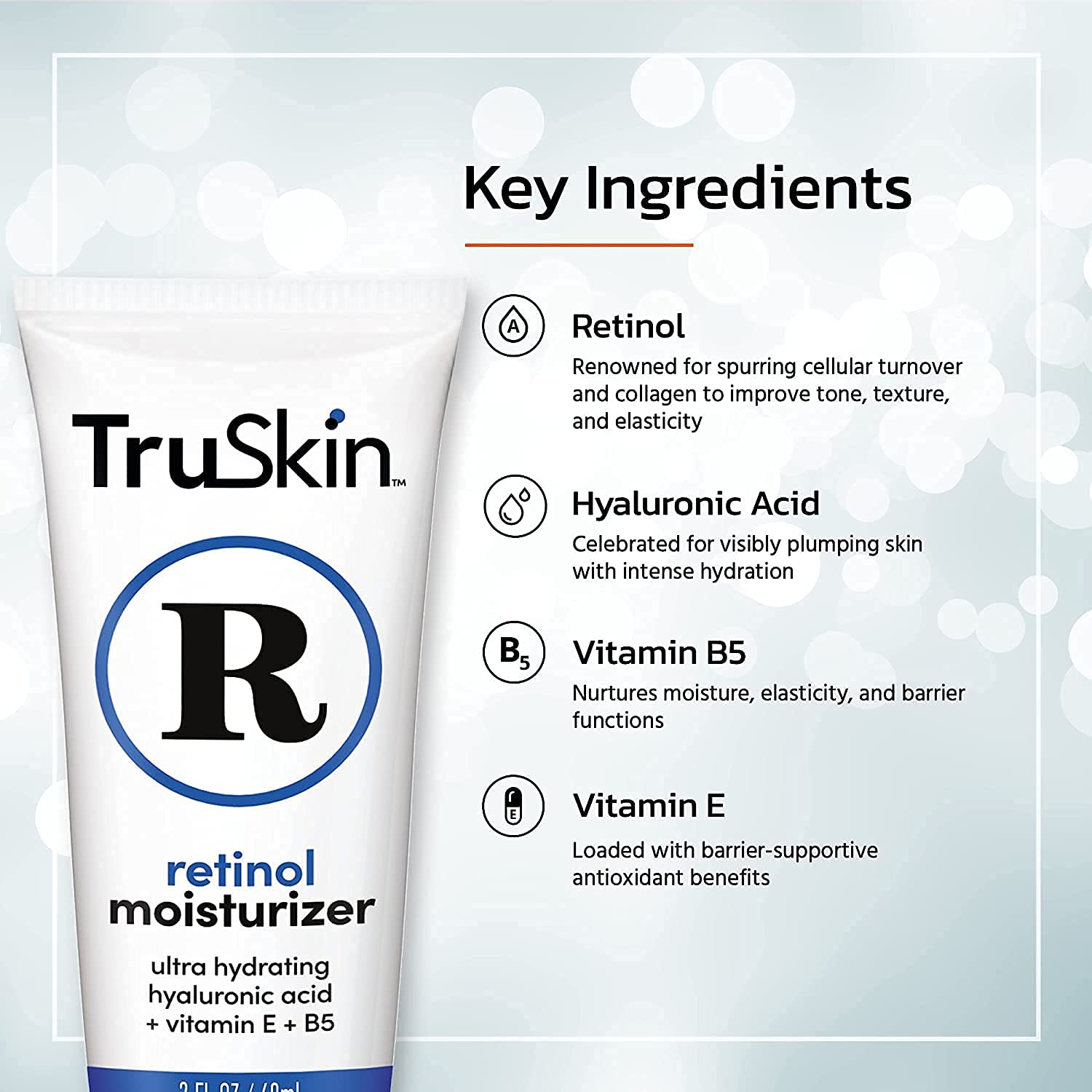TruSkin Retinol Face Moisturizer 4 oz with Hyaluronic Acid and Vitamin E for Women - Image 3