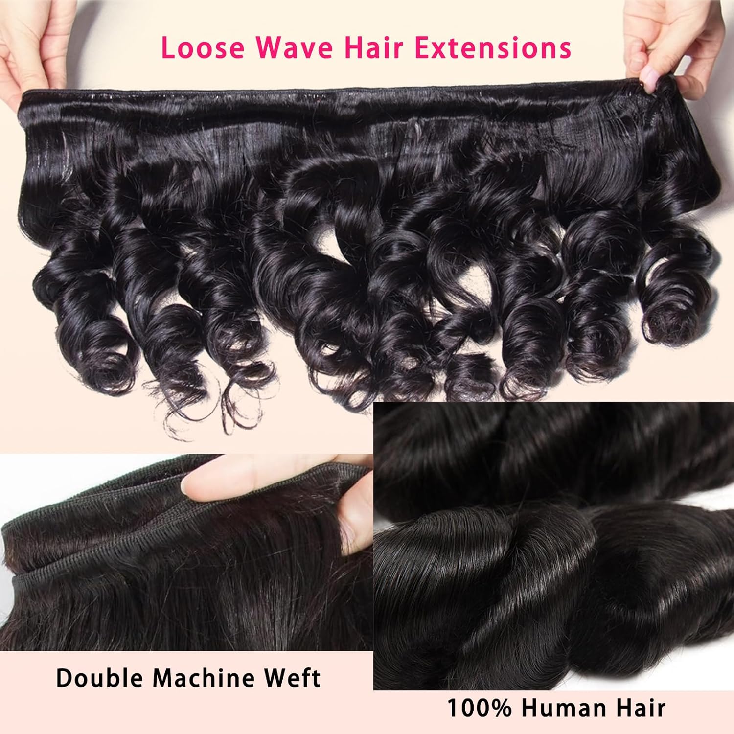 Beauty Queen 18 Inch Loose Wave 3 Pack 100% Unprocessed Brazilian Virgin Human Hair Bundles - Image 3