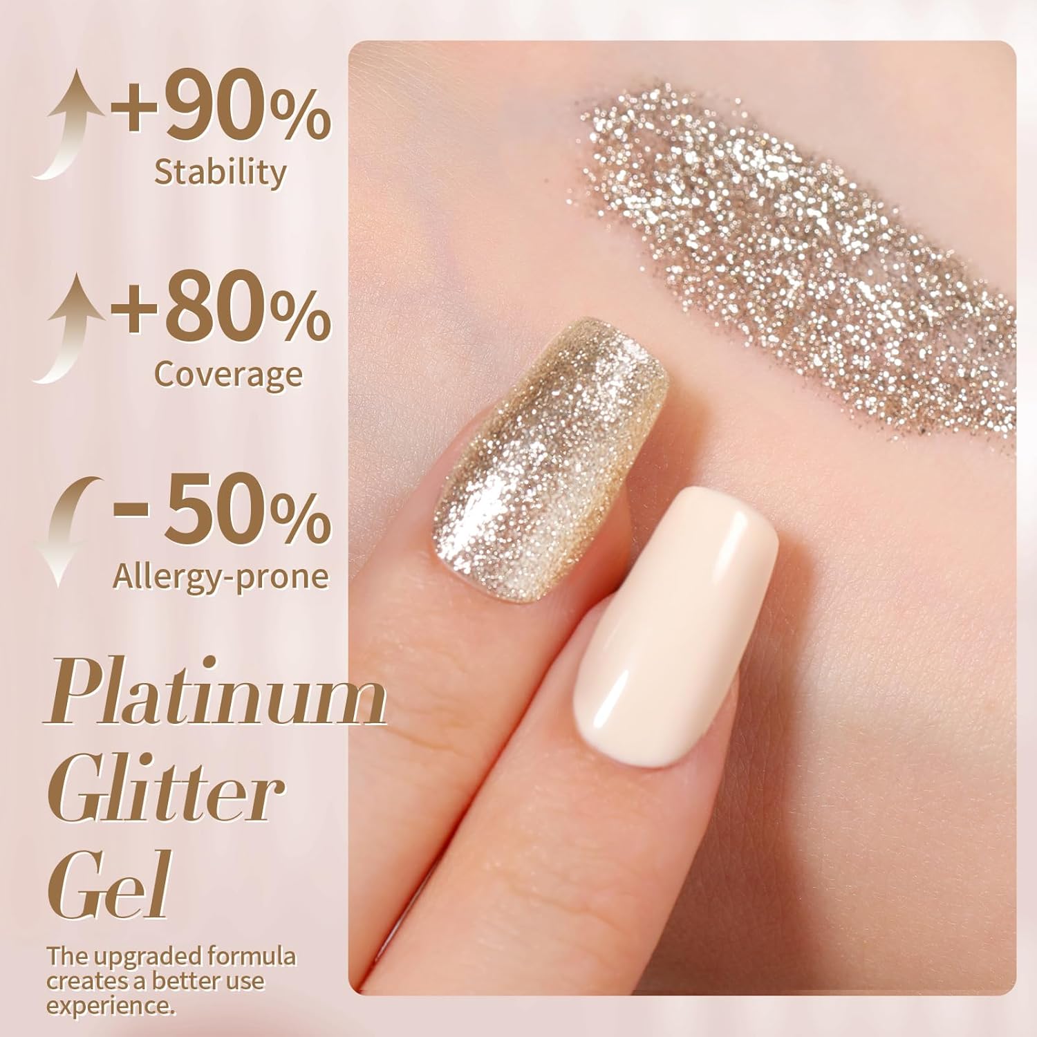 Born Pretty 15ML Champagne Platinum Glitter Gel Nail Polish Sparkly Shine - Image 5