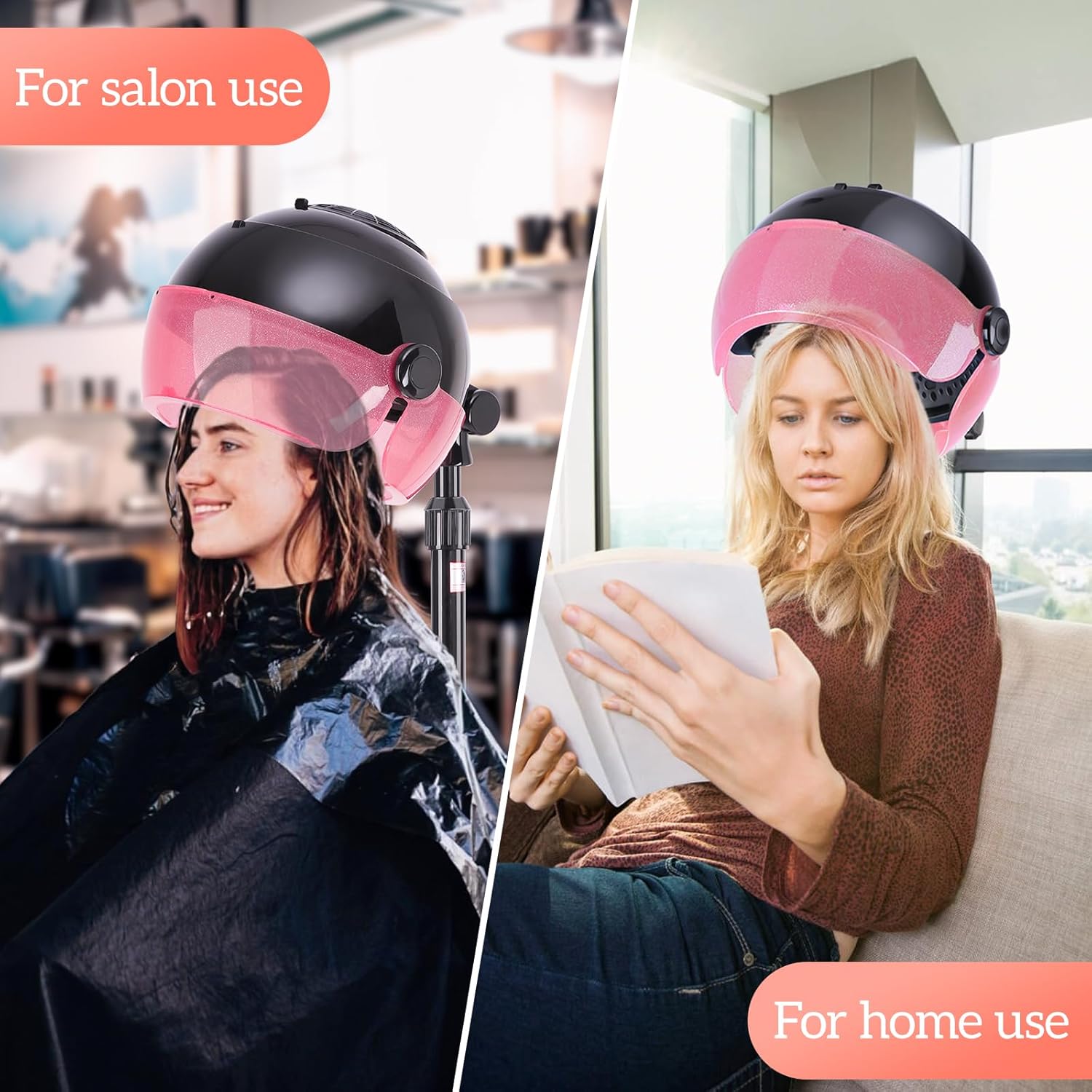 Professional Hooded Hair Dryer with Adjustable Height and Touch Controls, 3 Heat Settings - Image 6