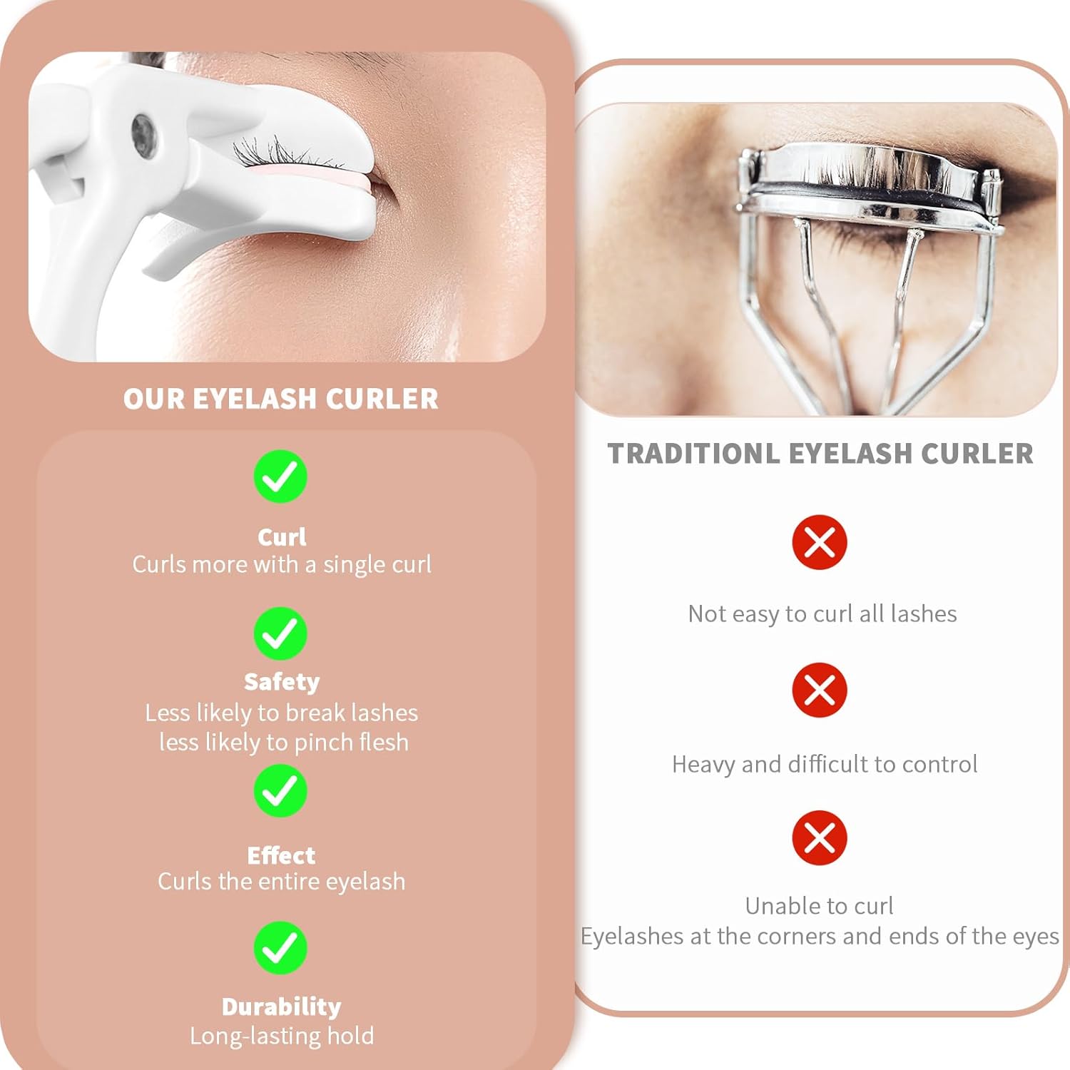 Grey Eyelash Curler Set with 2 Replacement Silicone Pads for Natural Quick Curls - Image 3