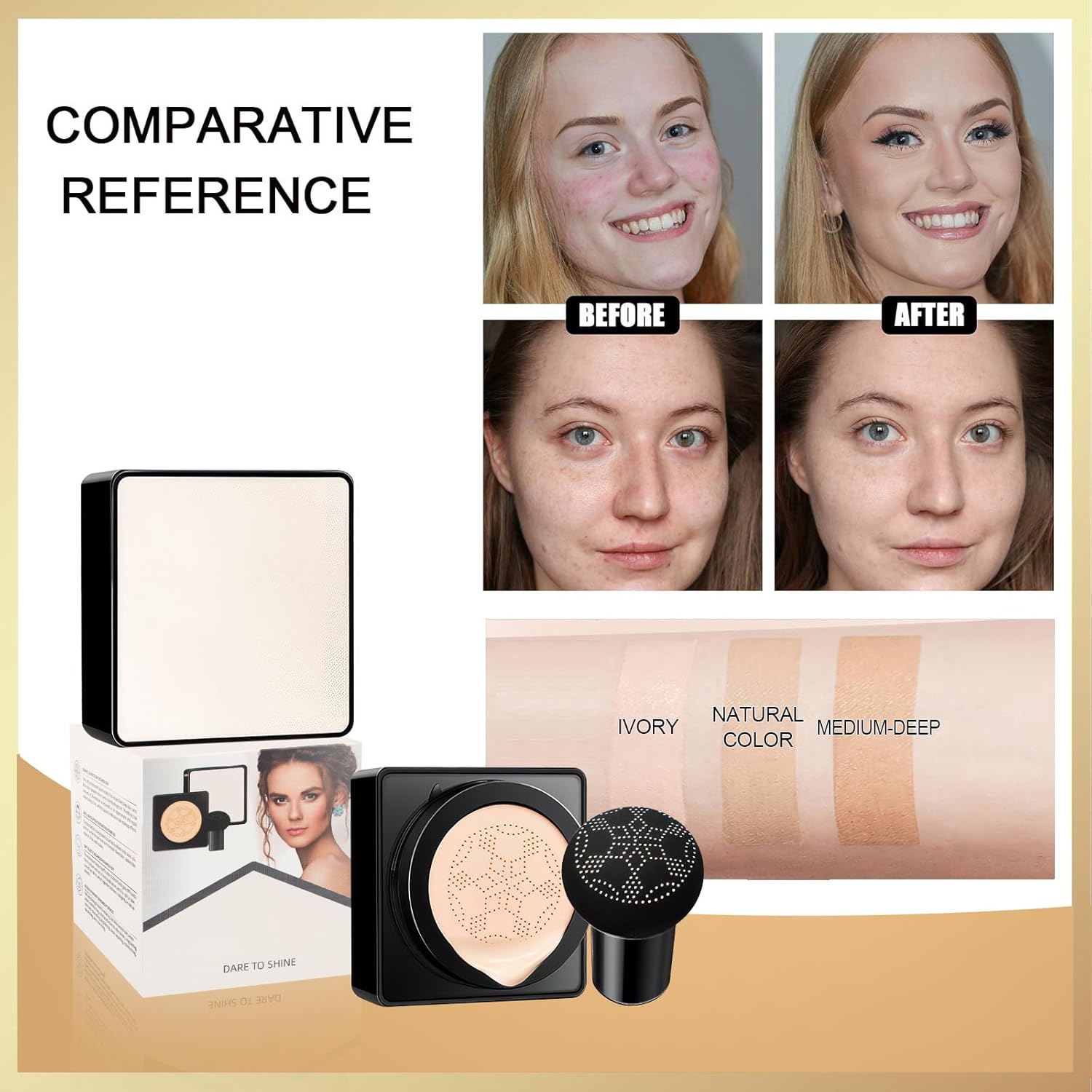 Air Cushion CC Cream Mushroom Head Moisturizing Concealer Medium Deep All Skin Types - Image 2