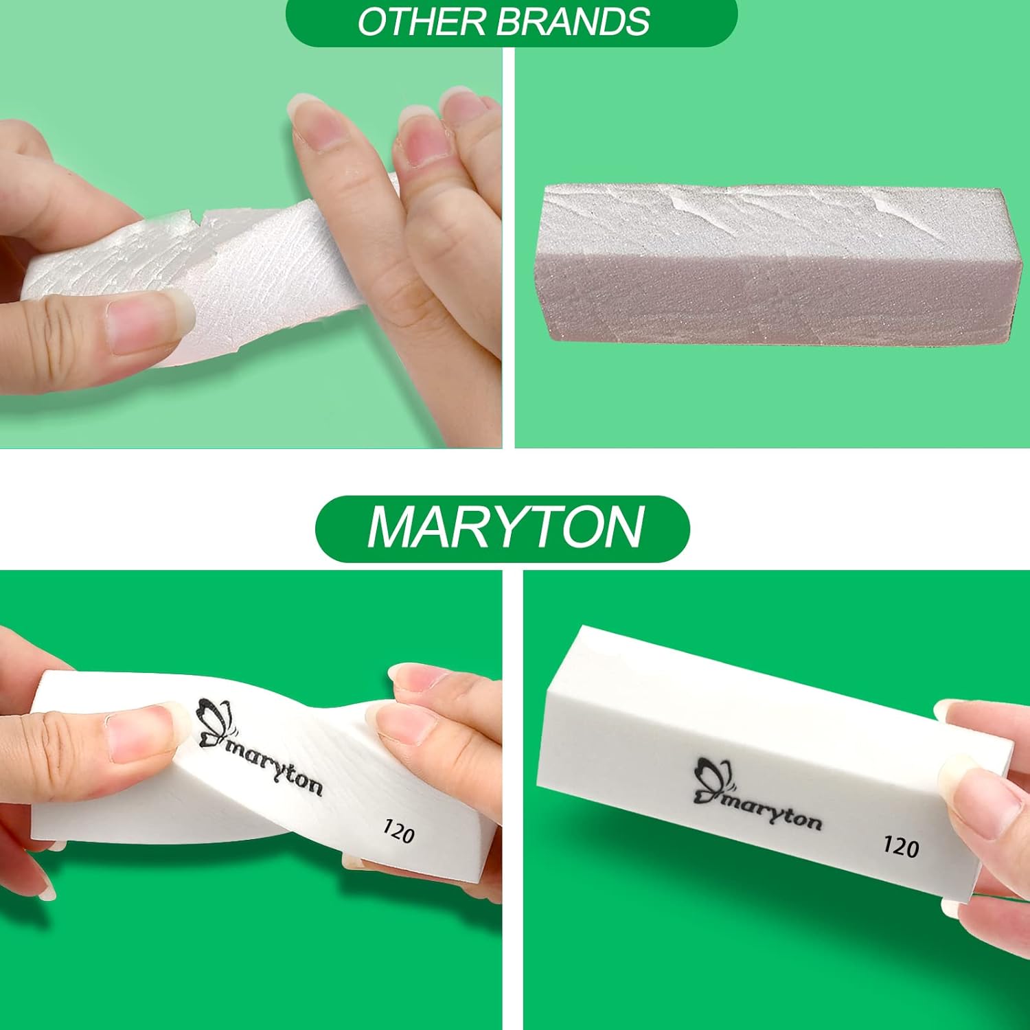 Maryton White 10 Count 120 Grit Nail Buffer Blocks for Acrylic and Gel Nails - Image 5