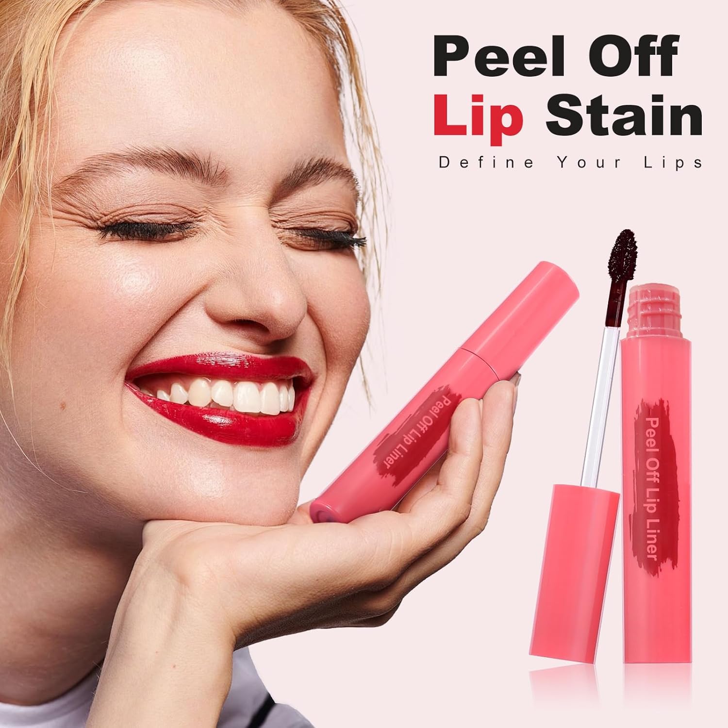 Coral Red Peel-Off Lip Stain Tattoo Liner, Long-Wear Waterproof Matte Finish, 1 Count - Image 3