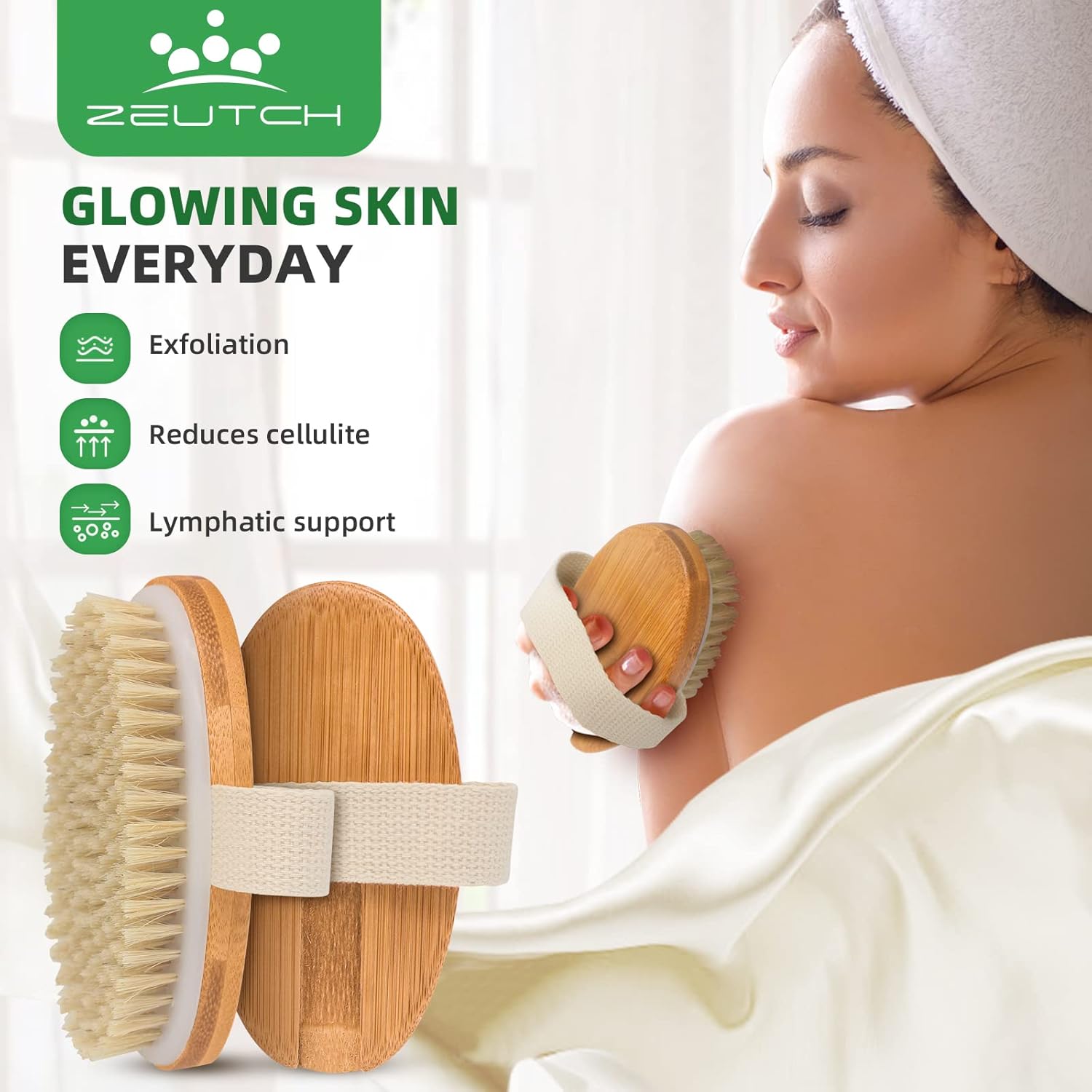 Premium Dry Brushing Body Brush Set Long Handle Lymphatic Drainage Cellulite 5 Pack - Image 3
