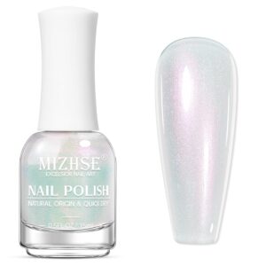 MIZHSE Aurora Green Nail Polish, Quick Dry Shimmer Nail Polish, Air Fast Drying Regular Nail Lacquer Non Gel Oil-based Long Lasting Nail Art Manicure Home DIY