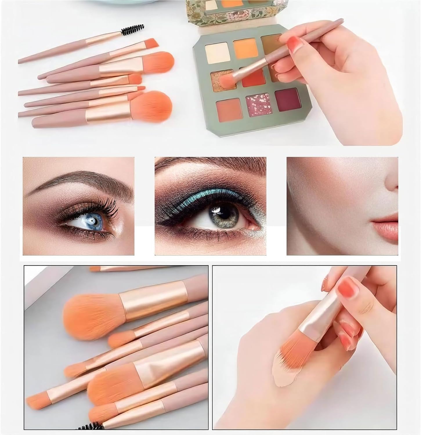 4-Piece Mini Travel Makeup Brush Set with Synthetic Fibers and Storage Bag - Image 4