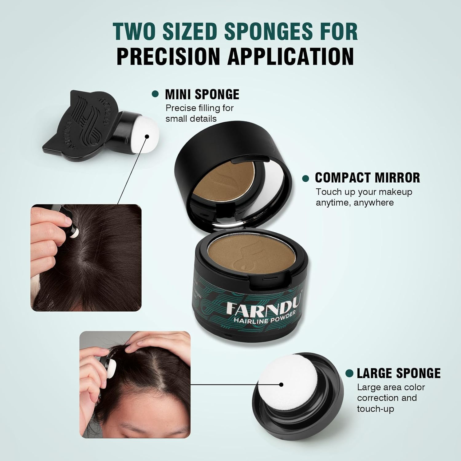 Hairline Powder 12g for Instant Hair Root Touch Up, Medium Brown Color Concealer with 2 Refills - Image 9