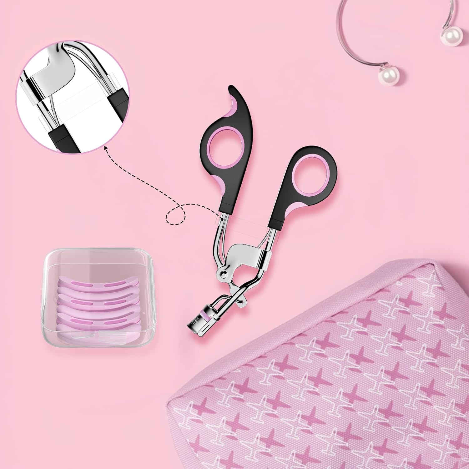 Gpink Eyelash Curler with 6 Extra Replacement Strips for Superior Curling - Image 8