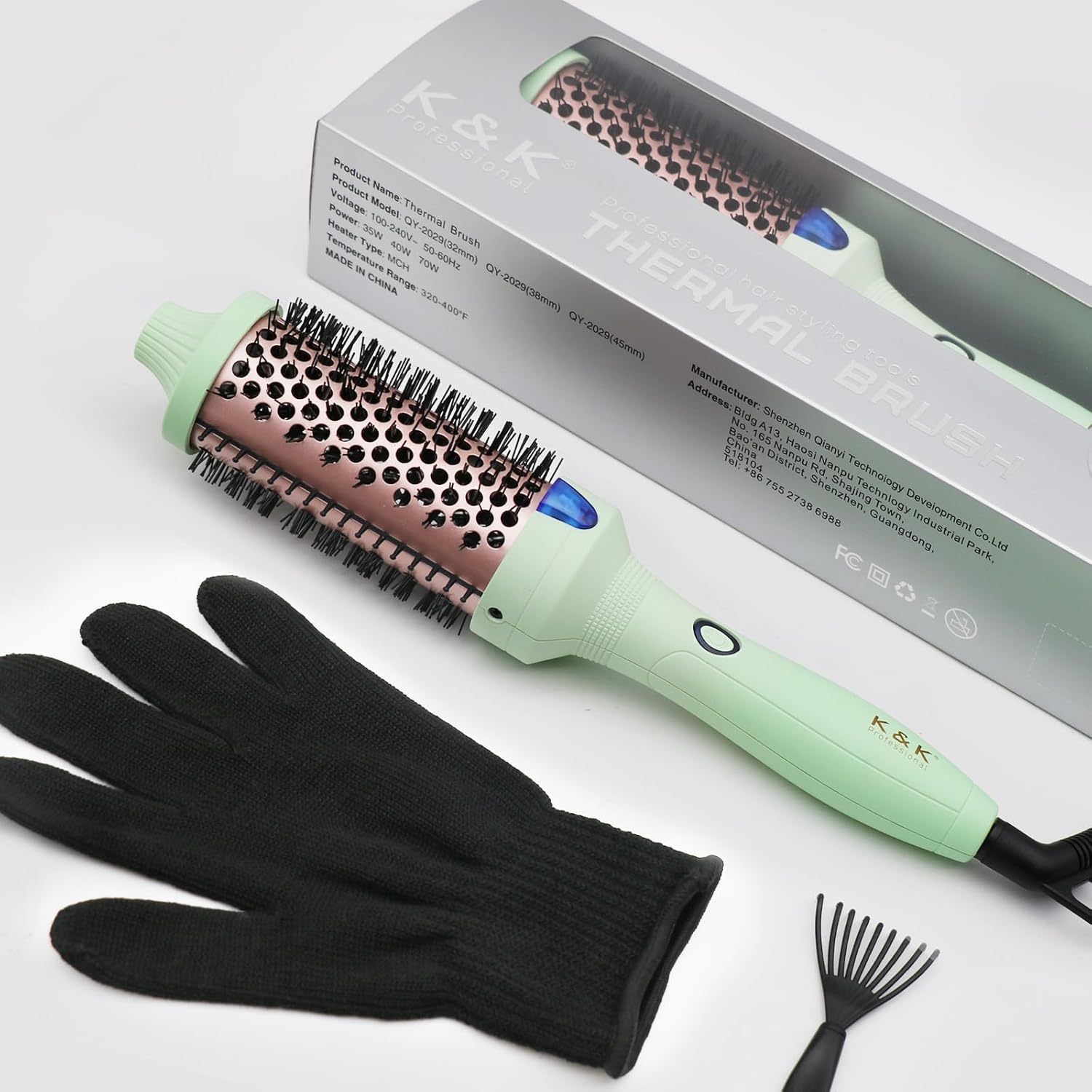 K&K Pro 1 3/4 Inch Ionic Heated Round Thermal Brush for Smooth Curls - Image 9
