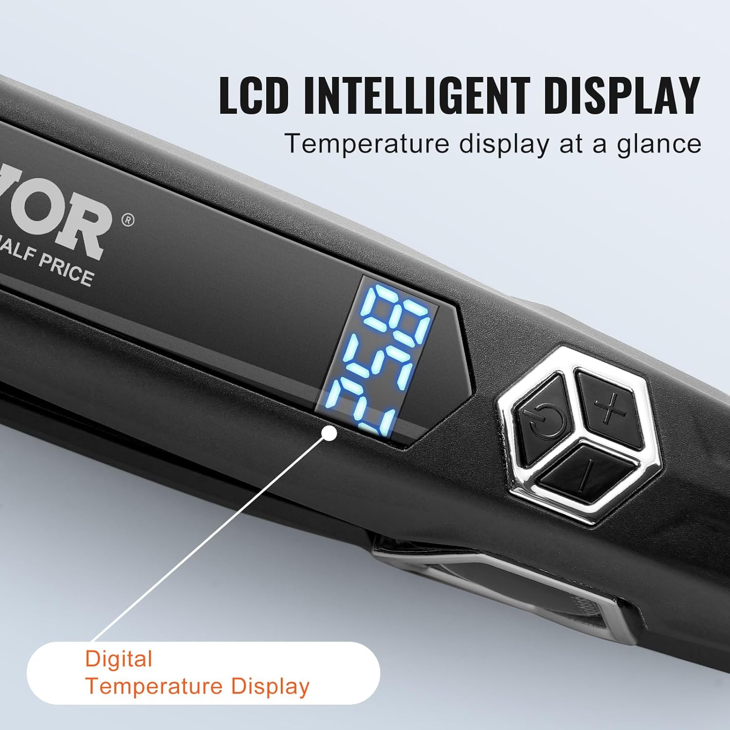 VEVOR 1.5-inch Titanium Flat Iron LCD Dual Infrared 19 Temp Levels - Image 4