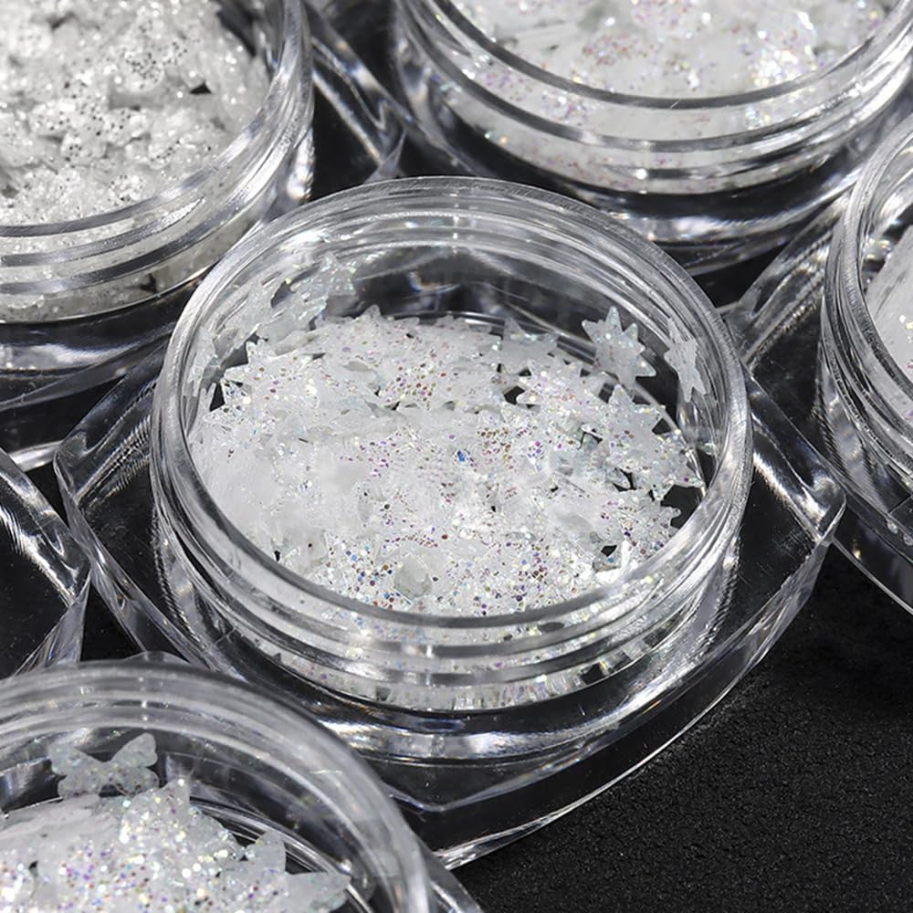 4 Boxes of 3D Chunky Glitter Nail Art Charms Stars Hearts Butterflies Holographic - Image 7