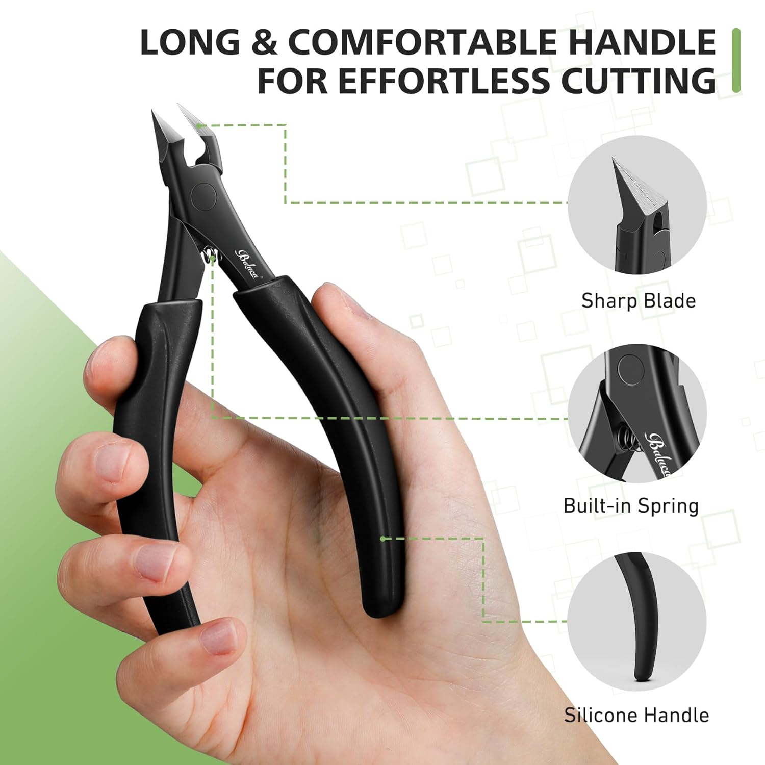 BALUCA Heavy Duty Black Toenail Clippers with Long Handle for Thick and Ingrown Nails - Adult and Senior Size - Image 4