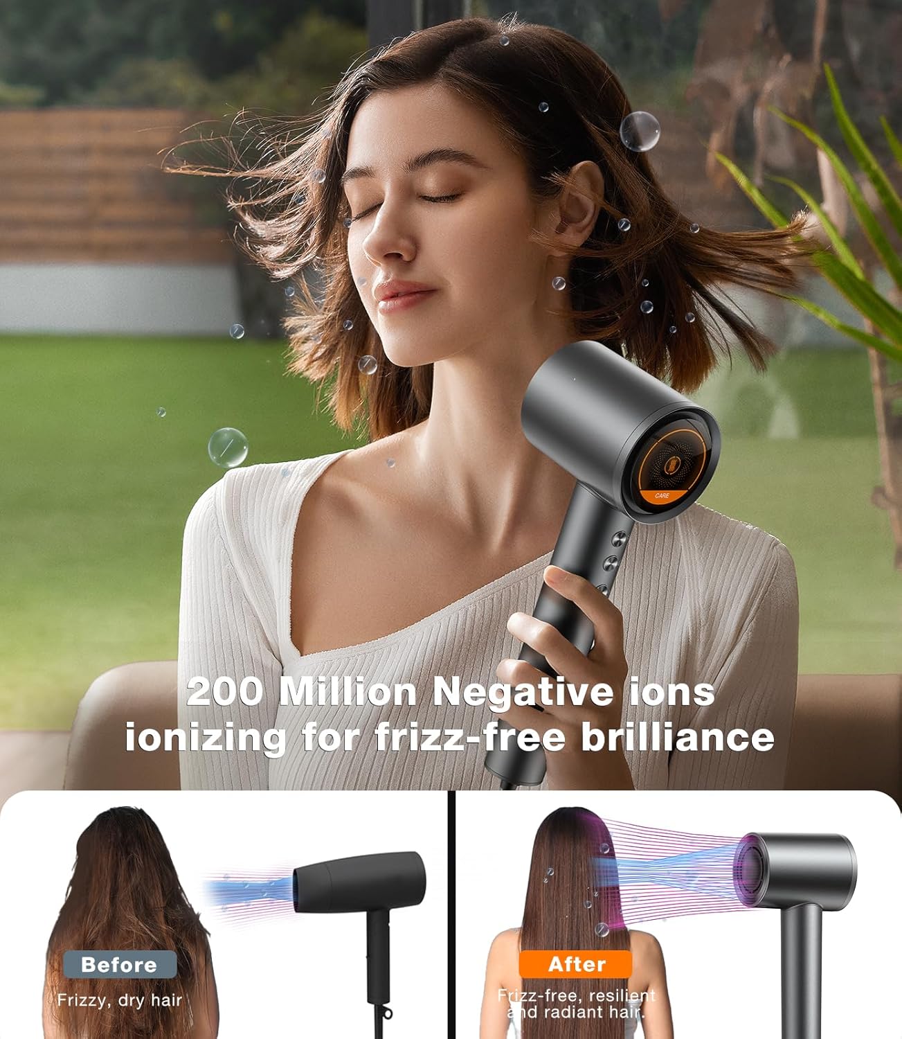 TORRAS Stream 1600W Hair Dryer Space Gray Ionic Care 2 Modes 3 Speeds - Image 4