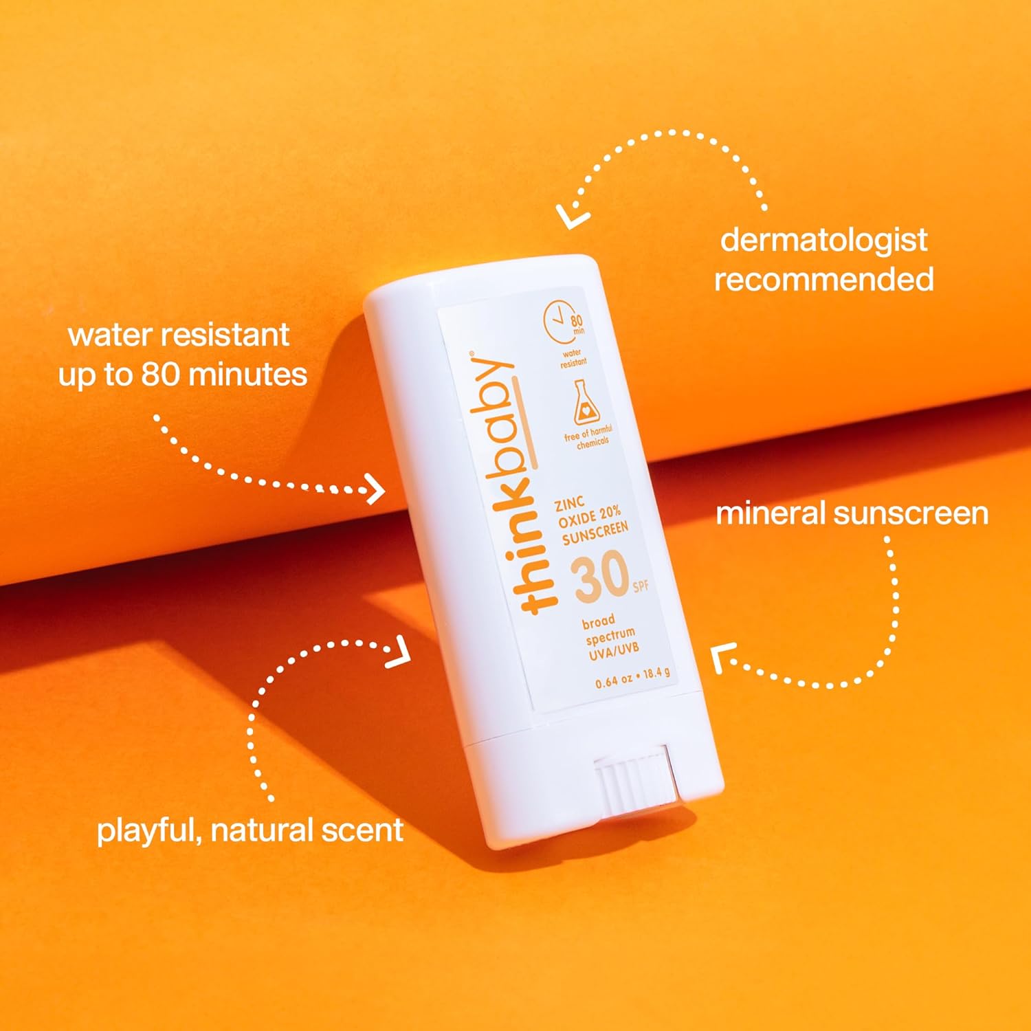 Thinkbaby SPF 30 Natural Sunscreen Stick 0.64 oz Water Resistant for All Ages - Image 2