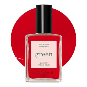 Manucurist • Green Nail Polish Poppy Red • Natural Classic Nail Polish 9-Free • Vegan and Plant-Based Nail Polish (77%) • Manicure & Nail Care • 0.5 fl oz (POPPY RED)