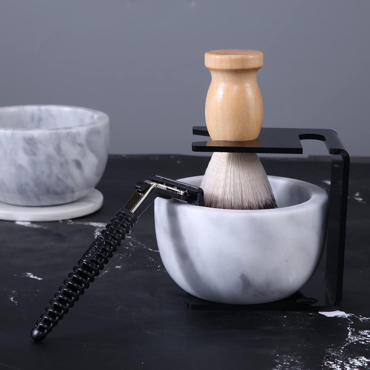 Classic Marble Shaving Soap Bowl, Premium Design for Effortless Lathering Mug - Image 6