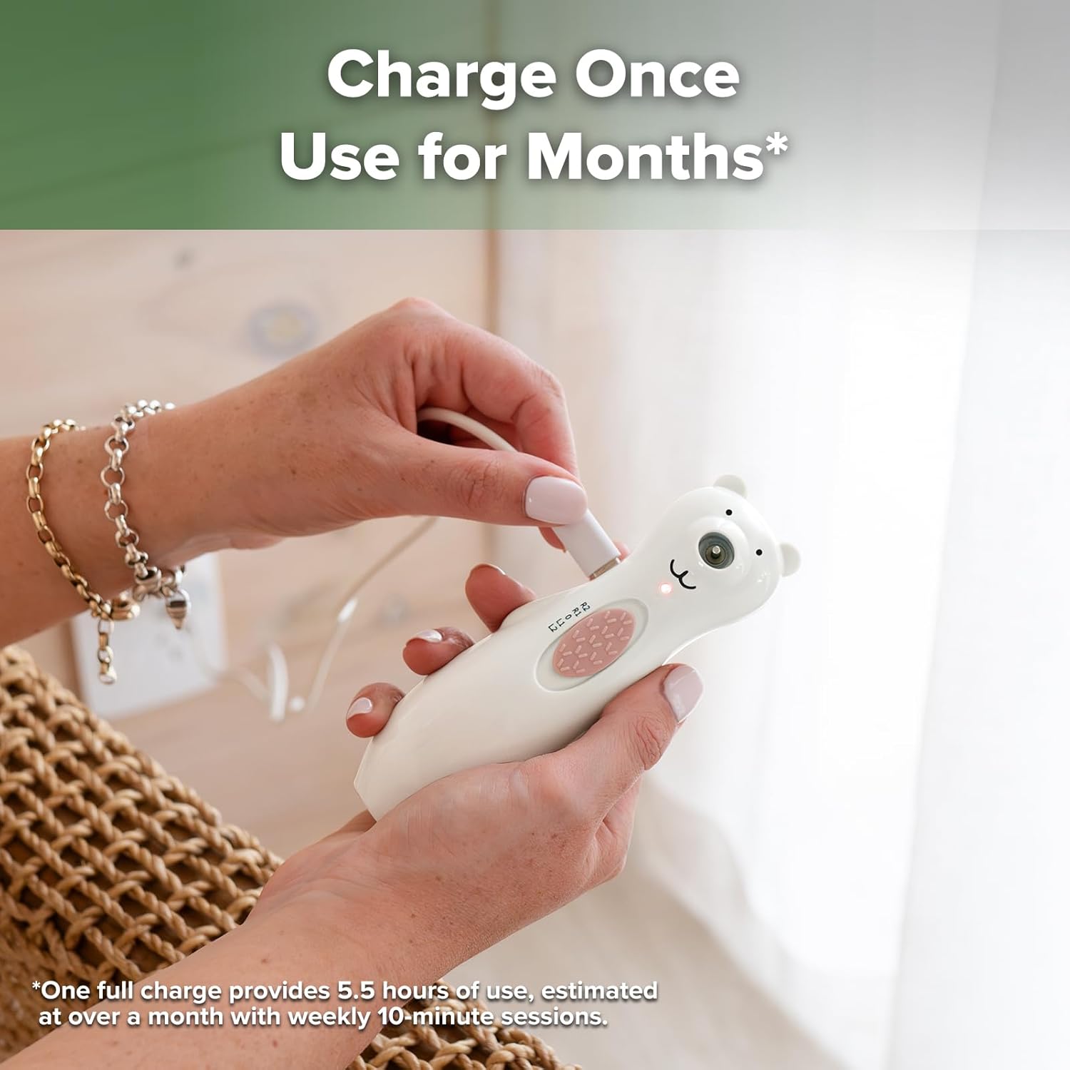Haakaa Rechargeable Electric Baby Nail File with LED Light and 3 Replacement Heads, New - Image 5