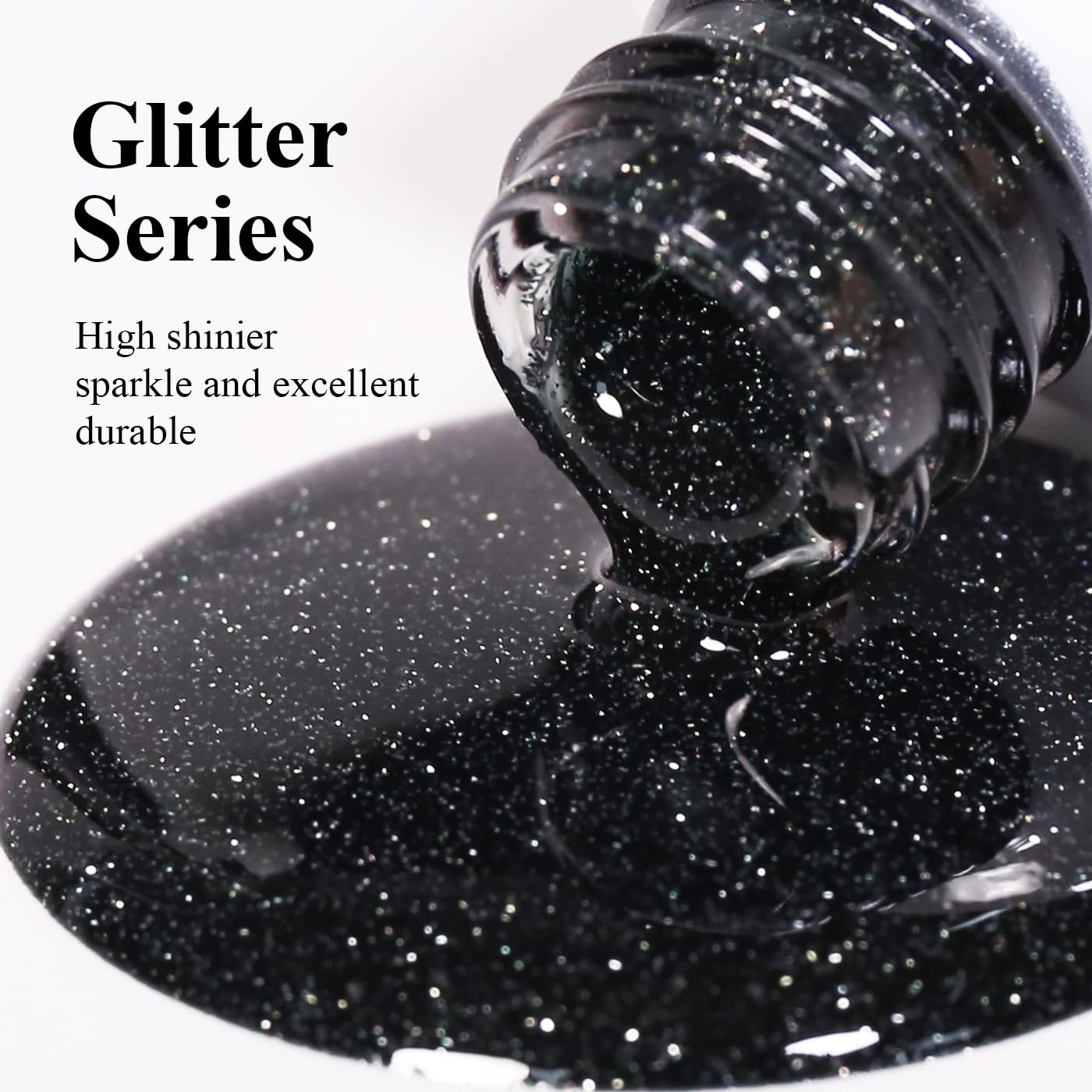 Imtiti 0.5 Fl Oz Black Glitter Gel Nail Polish for DIY Manicure and Art - Image 4