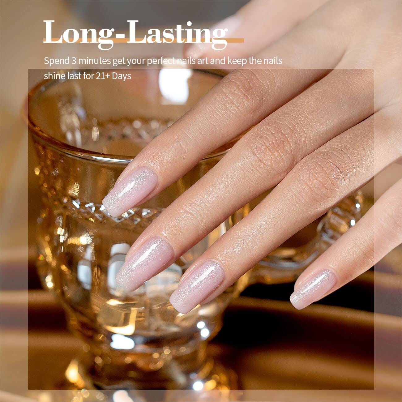 RARJSM 15ml Sheer Pink Nude Gel Nail Polish with Silver Glitter for DIY Nail Art - Image 3