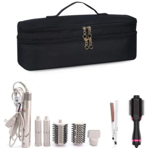 Double-Layer Travel Carrying Case for Revlon One-Step Hair Dryer and Volumizer Hot Air Brush, Portable Storage Organizer Bag Compatible with Shark FlexStyle/Dyson Airwrap Styler (Black)