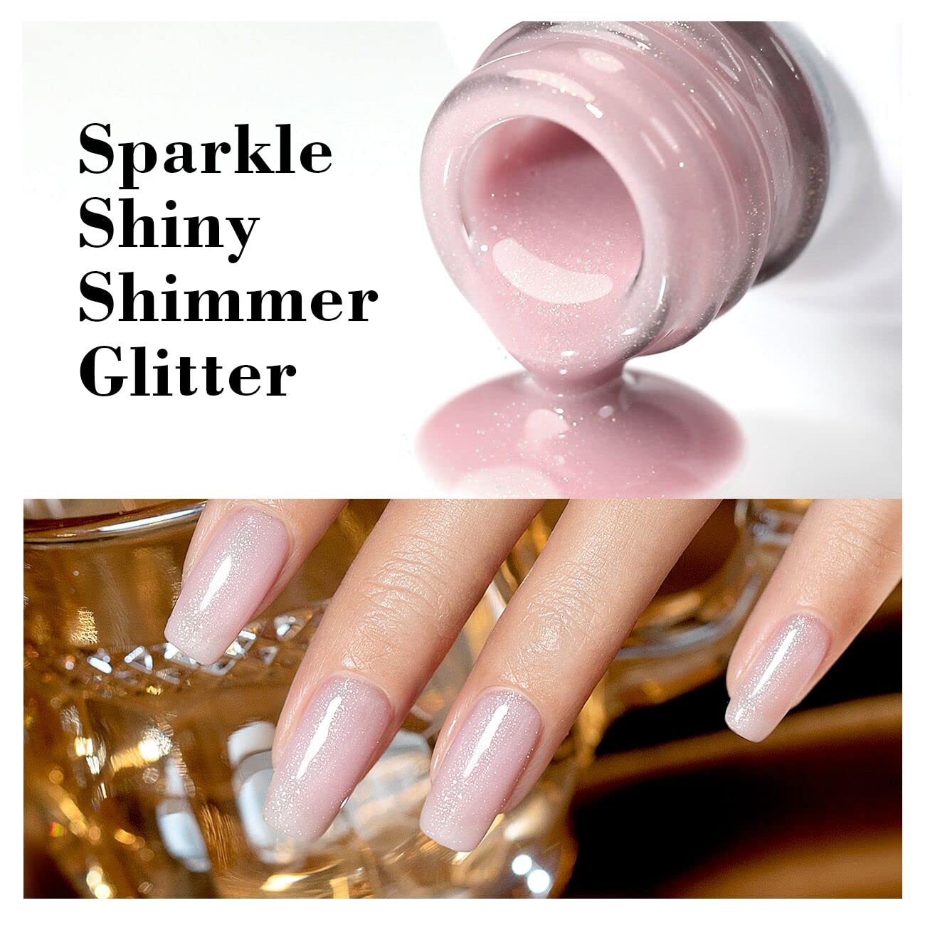 RARJSM 15ml Sheer Pink Nude Gel Nail Polish with Silver Glitter for DIY Nail Art - Image 4