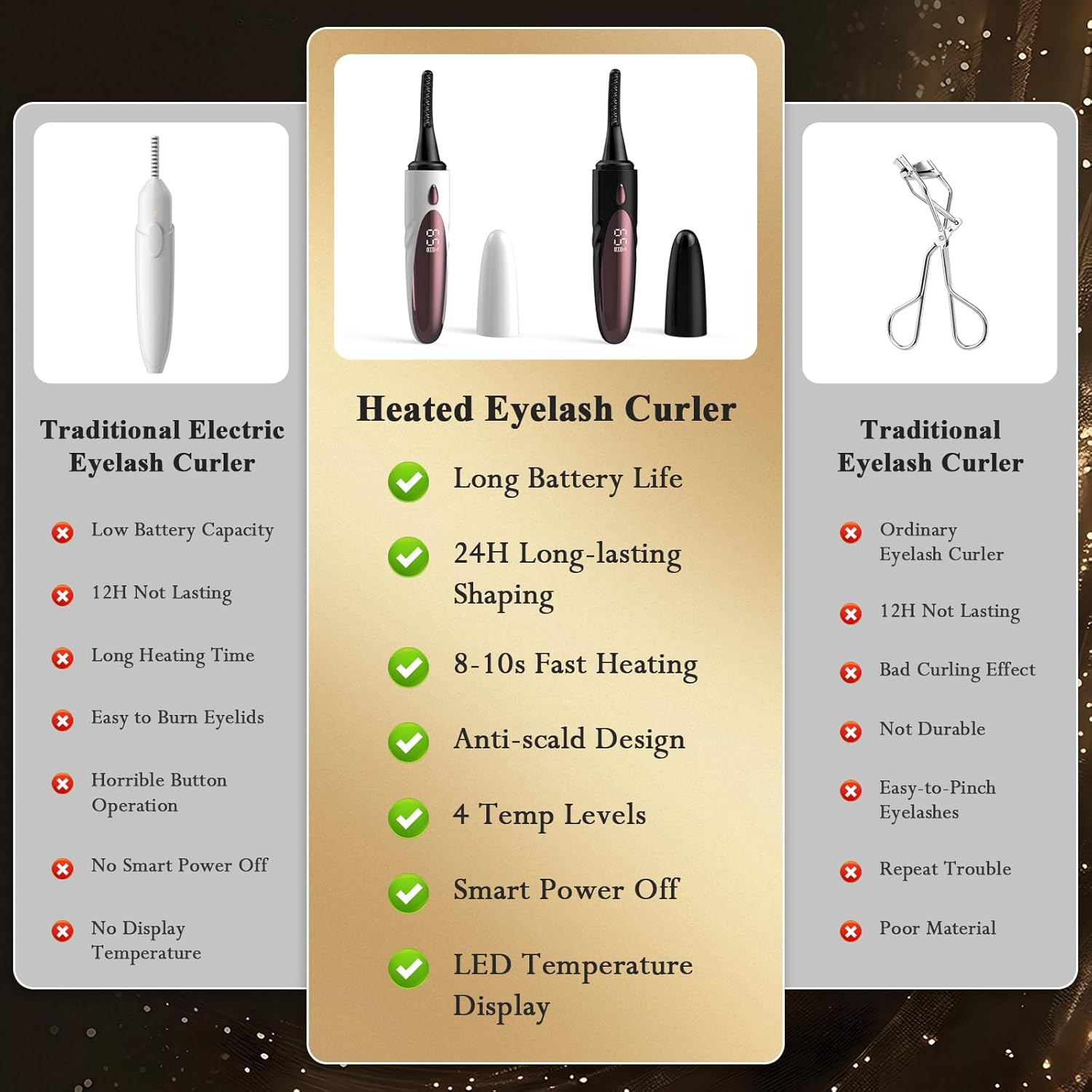 4-Mode Rechargeable Heated Eyelash Curler with Rapid 10s Fast Heat Up - Image 6