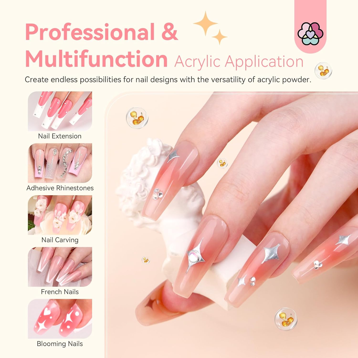 Saviland 100g (10g x 10 Colors) Clear Nude Pink Ultra Fine Acrylic Powder Set for Nail Art - Image 7