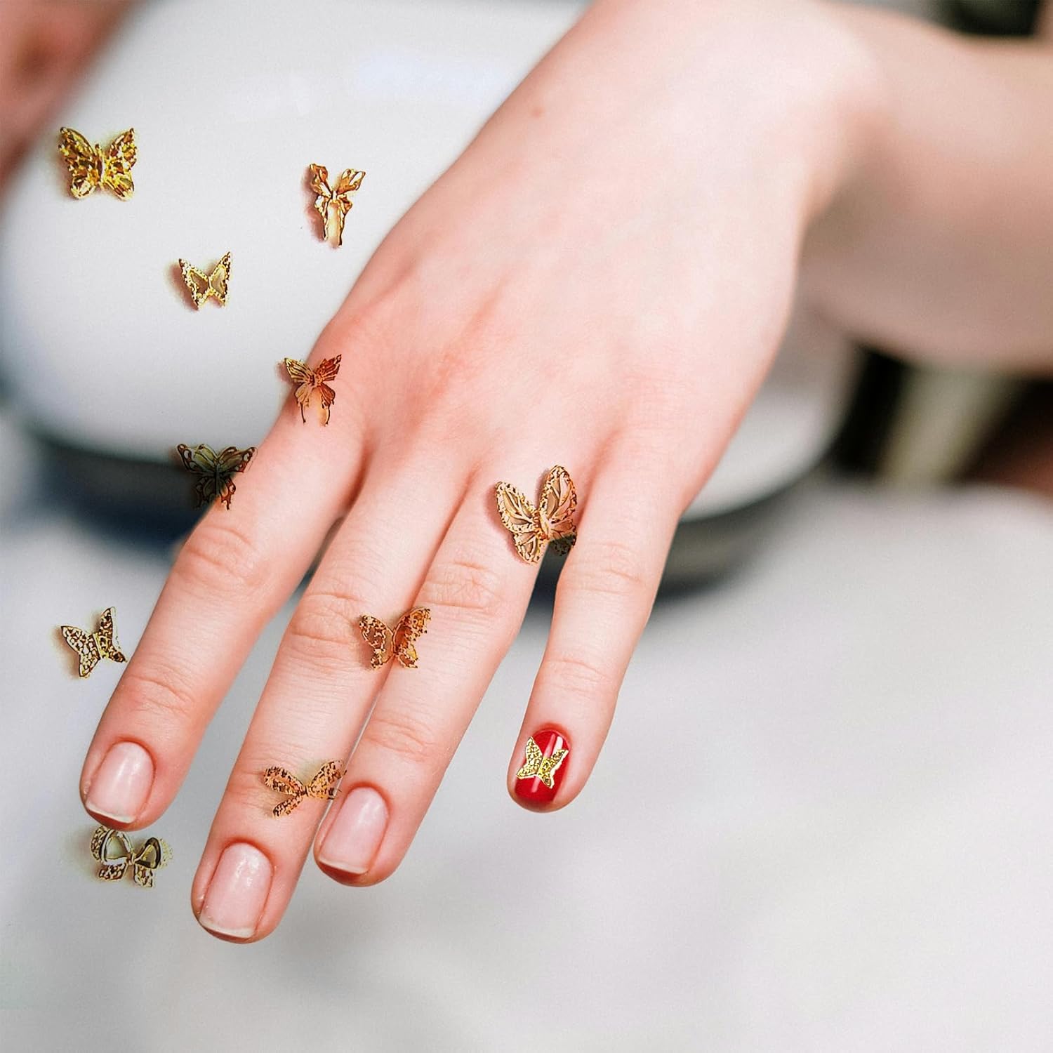 100 Piece Gold Silver 3D Butterfly Nail Art Charms for Acrylic Nails - Image 5
