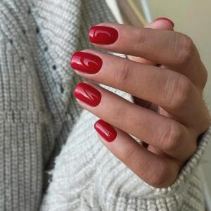 Short Press on Nails Red Short Square Fake Nails with Adhesives Tabs 240Pcs No File Need Glossy Acrylic Stick on Nails for Women Girls False Nails