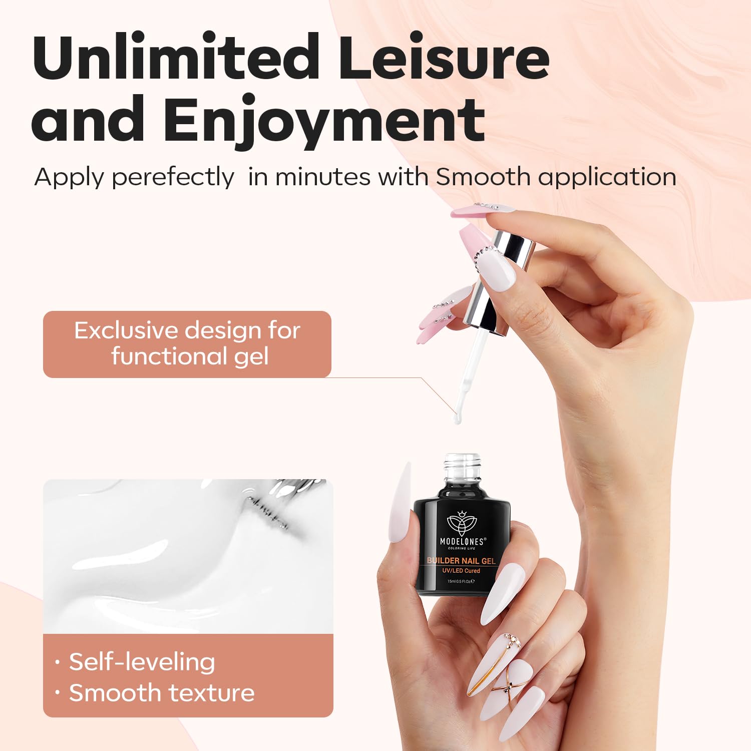 Modelones Milky White Builder Nail Gel 15ml Thickening Strengthener for DIY Nail Extensions - Image 8