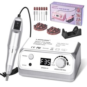 Professional Nail Drill 35000RPM Drill Nail Electric Nail File Dril Nails with 100pcs Sanding Bands and Nail Drill Bits for Acrylic, Gel Nail Manicure & Pedicure