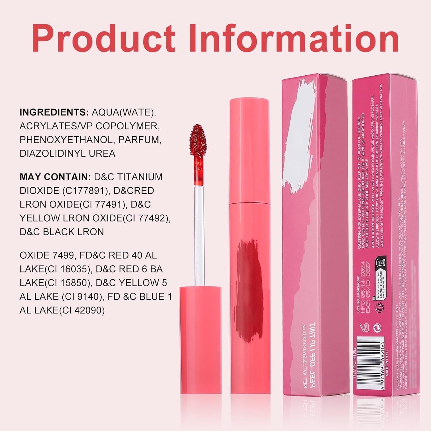 Coral Red Peel-Off Lip Stain Tattoo Liner, Long-Wear Waterproof Matte Finish, 1 Count - Image 9