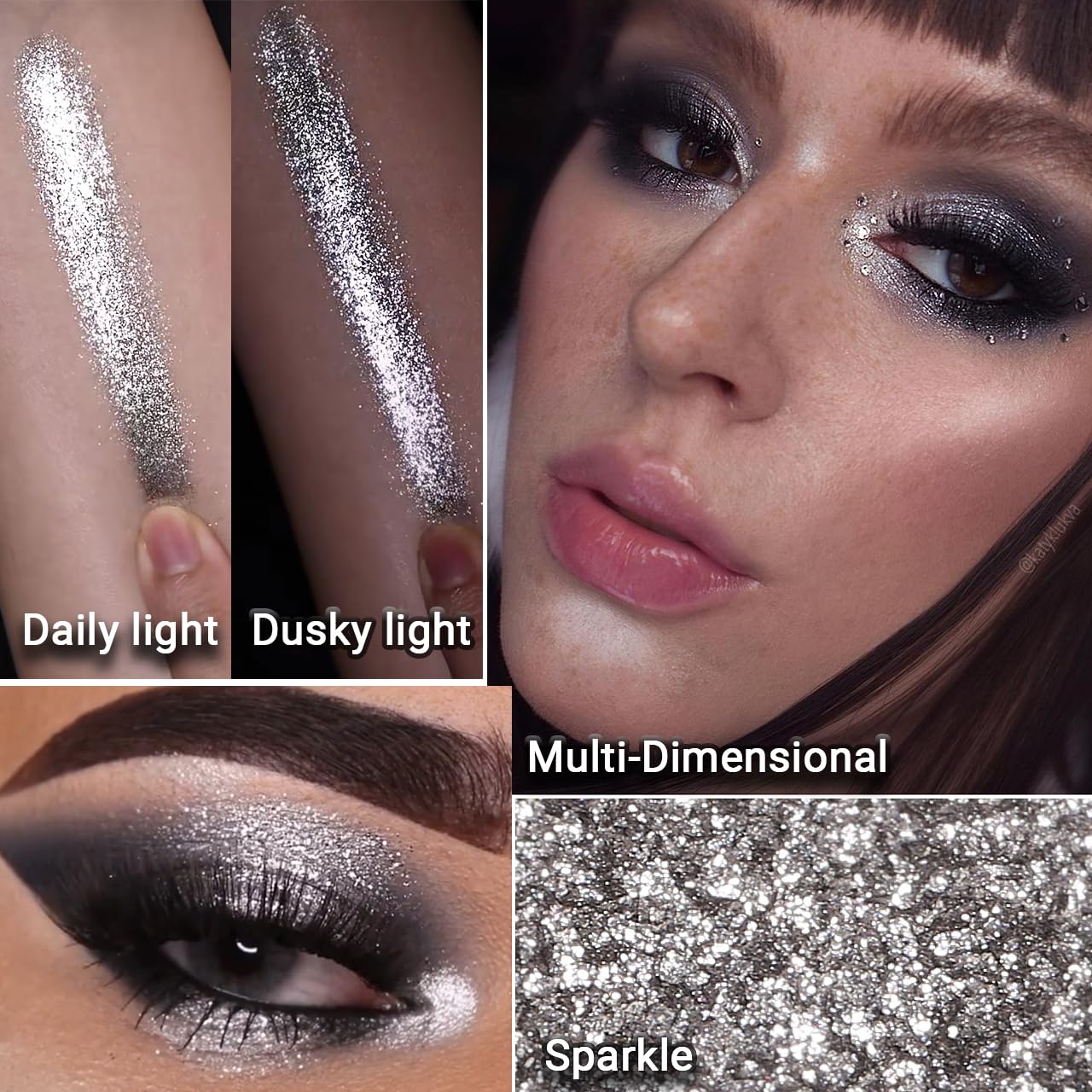 Afflano 9 Color Silver Glitter Eyeshadow Palette Super Pigmented Blendable Shimmer - Image 2