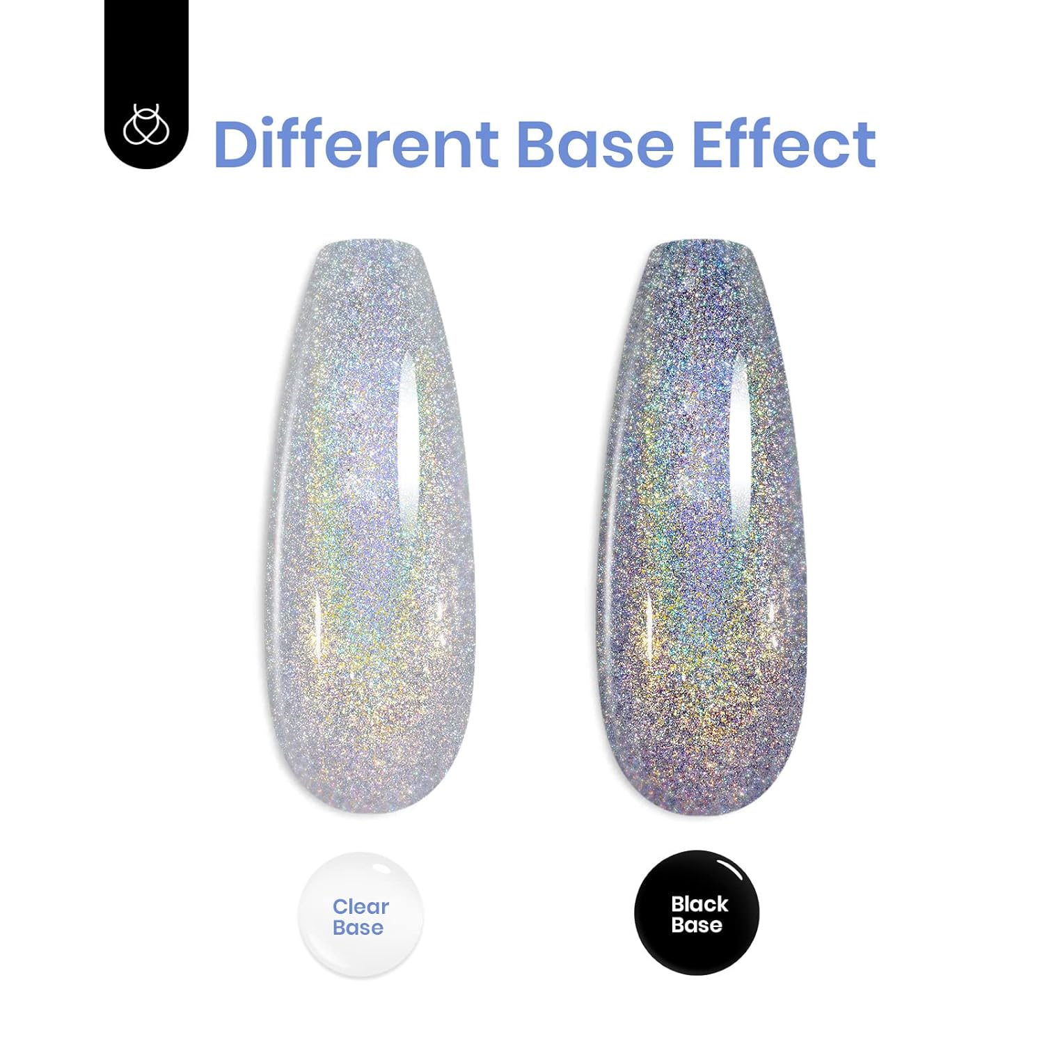 Beetles 15ml Holographic Gel Nail Polish Reflective Silver Iridescent with Glitter - Image 3