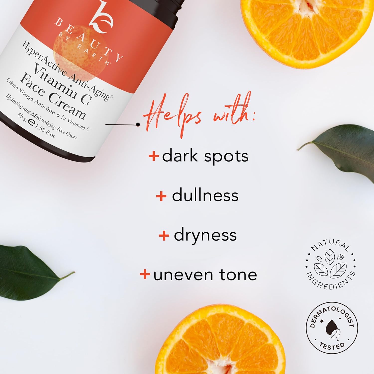 Beauty by Earth Organic Vitamin C Face Cream 4 oz Brightening Anti-Aging Moisturizer - Image 3