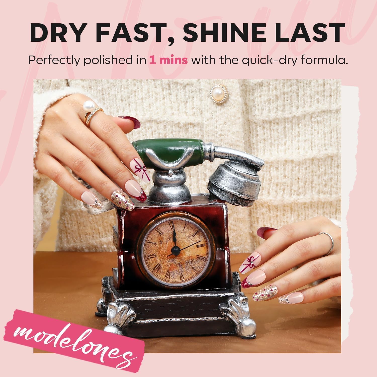 Modelones 6-Color Mini Nail Polish Set Red Nude Gold Glitter Quick Dry for DIY Manicure - Image 5